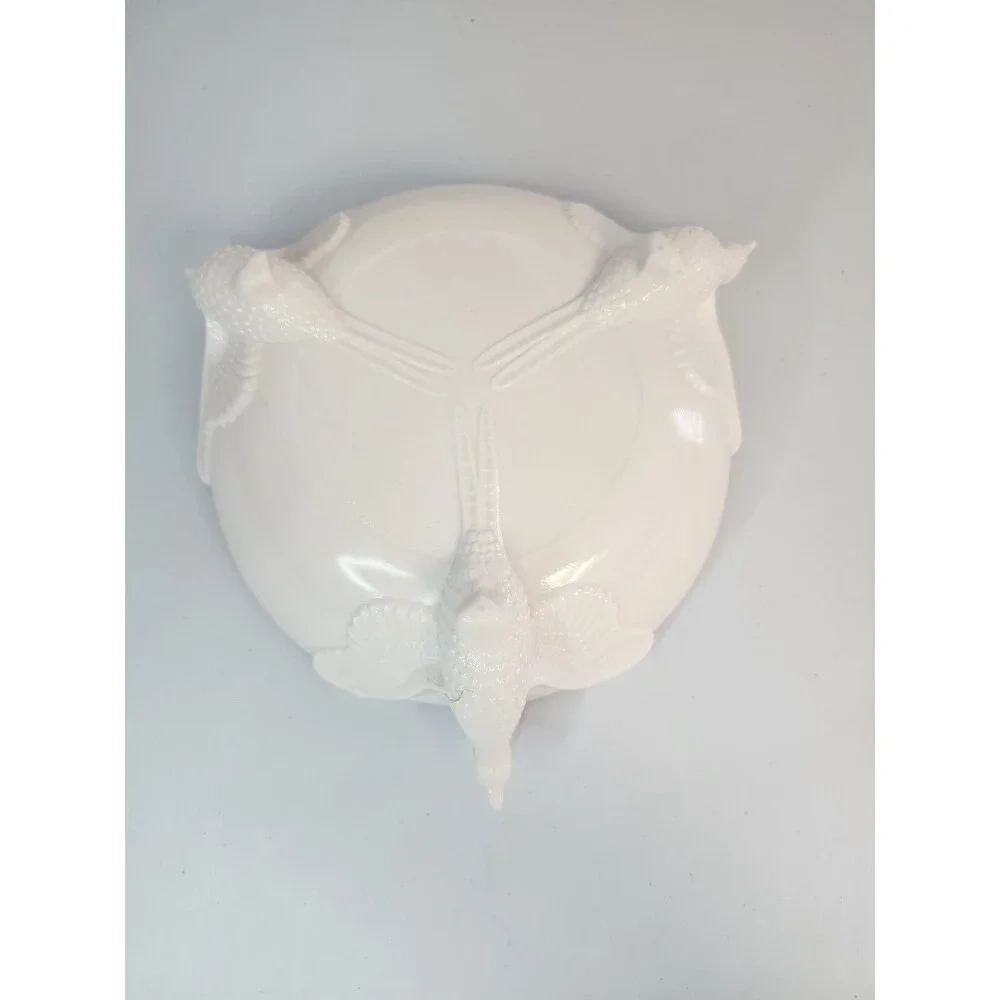 3 toed pheasant jeannette Pink Milk Glass center bowl salad bowl